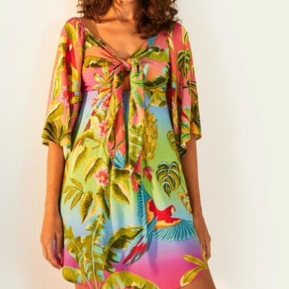 FARM Rio Dresses & Skirts - FARM Rio Tropical Print Tie-Front Dress